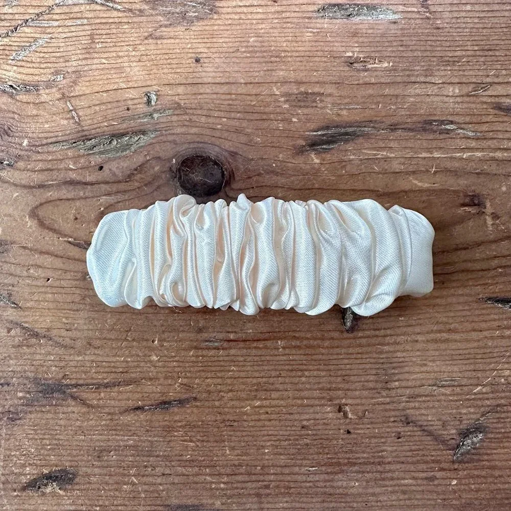 Anthropologie Silk Satin Ivory Ruched Barrette NWOT